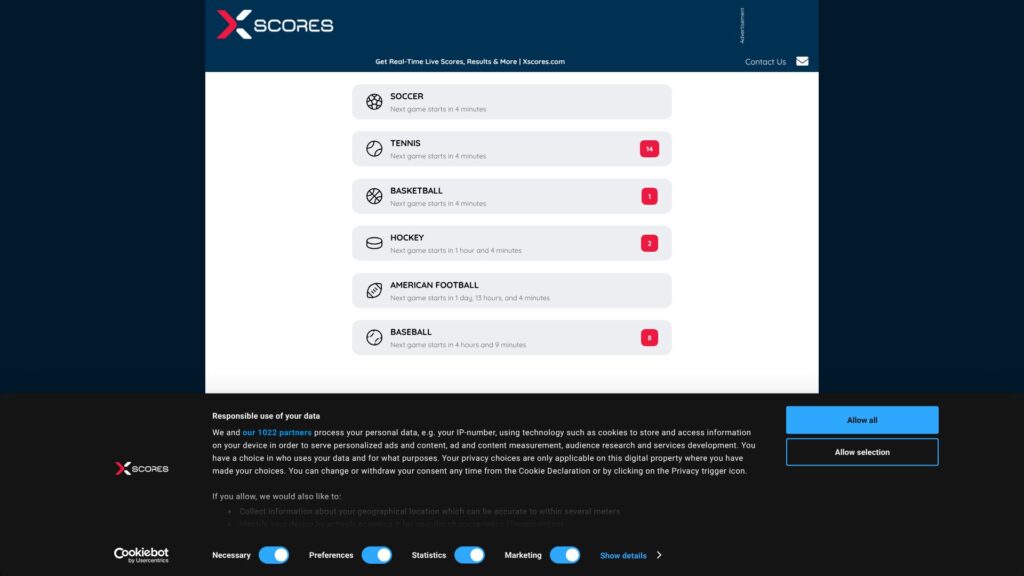 Screenshot of backlink xscores.com